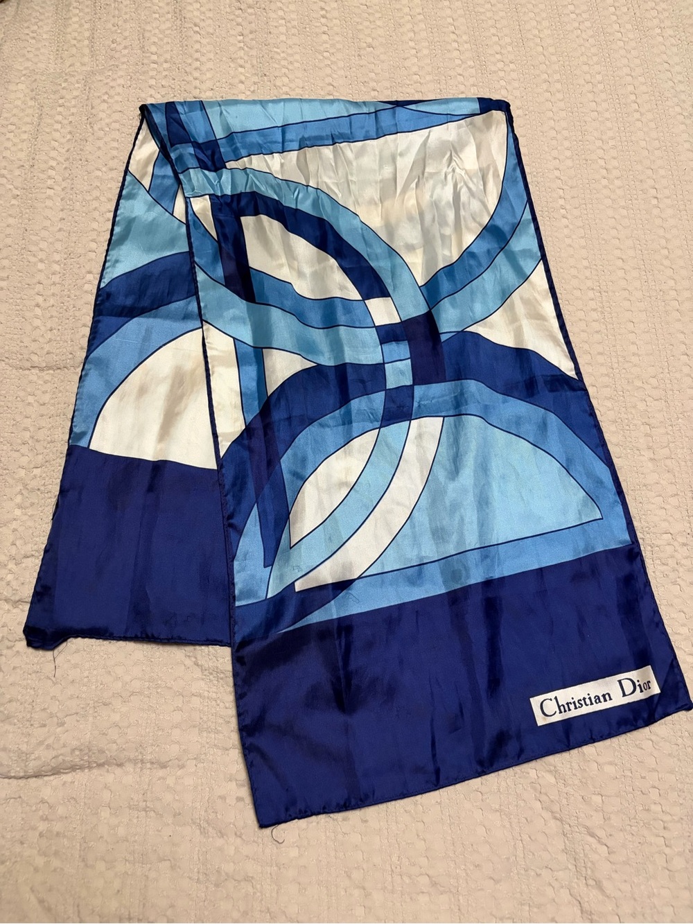 Christian Dior Blue Geometric Scarf